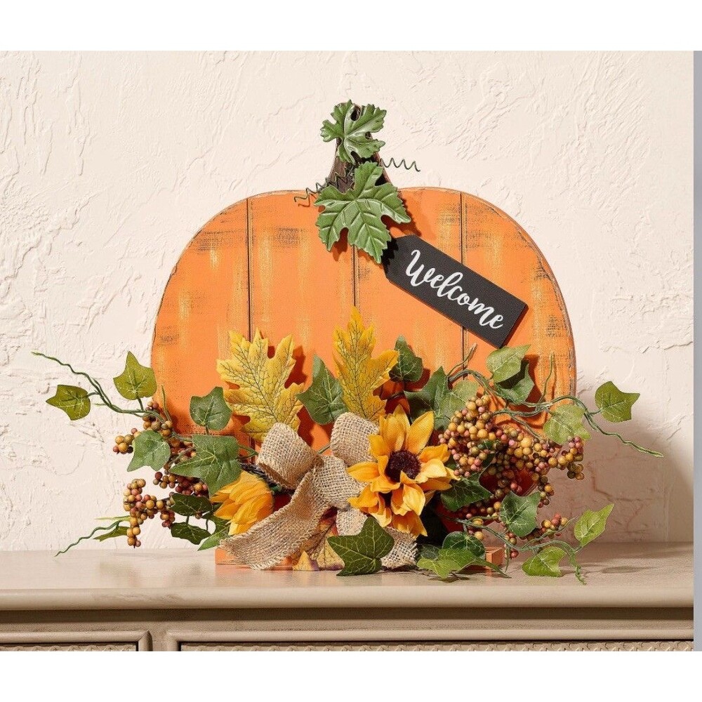 Harvest Welcome Sign with Sunflowers and Ivy by Valerie